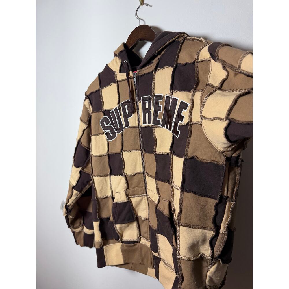 Supreme Reverse Patchwork Zip Up Hooded Sweatshirt - image 3